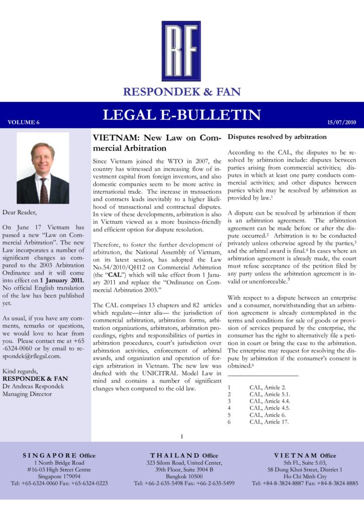 Vietnam New Arbitration Law