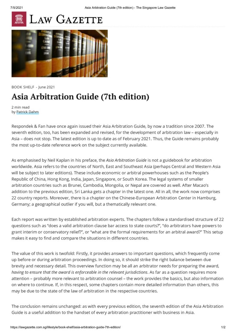 Asia Arbitration Guide 7th Edition