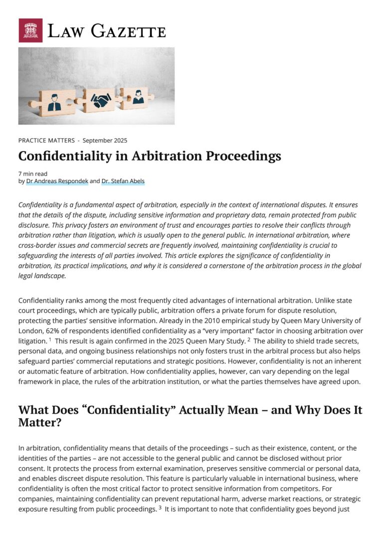 Confidentiality in Arbitration Proceedings
