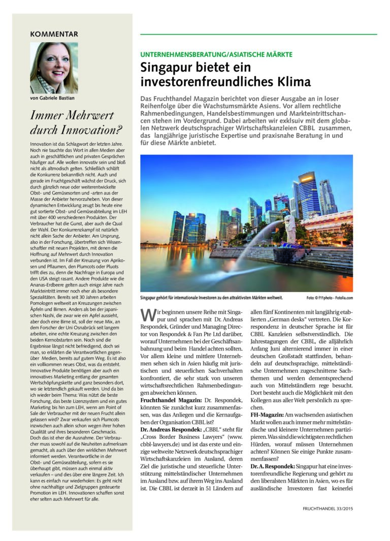 Singapur Bietet Ein Investorenfreundliches Klima